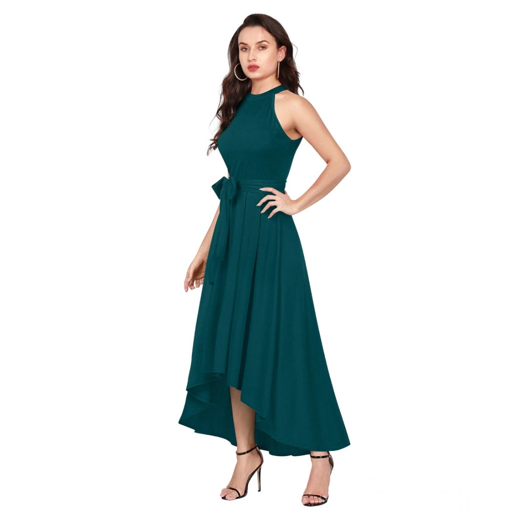 Vaystra Polyster Solid Halter Neck Sleeveless Dress – Morpichh
