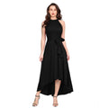 Vaystra Polyster Solid Halter Neck Sleeveless Dress – Black