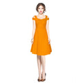 Vaystra Polyester Solid V Neck Cap Sleeve off Shoulder Dress – Yellow