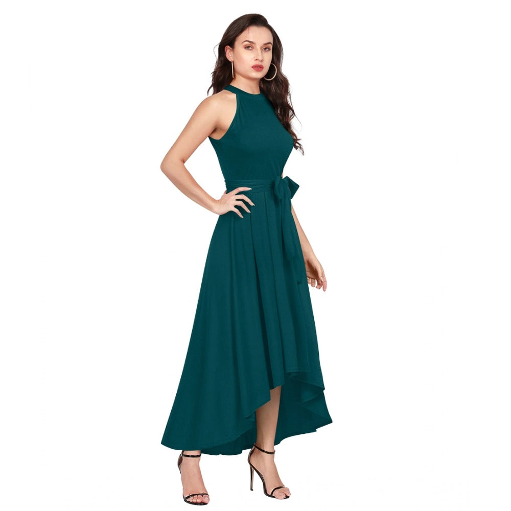 Vaystra Polyster Solid Halter Neck Sleeveless Dress – Morpichh
