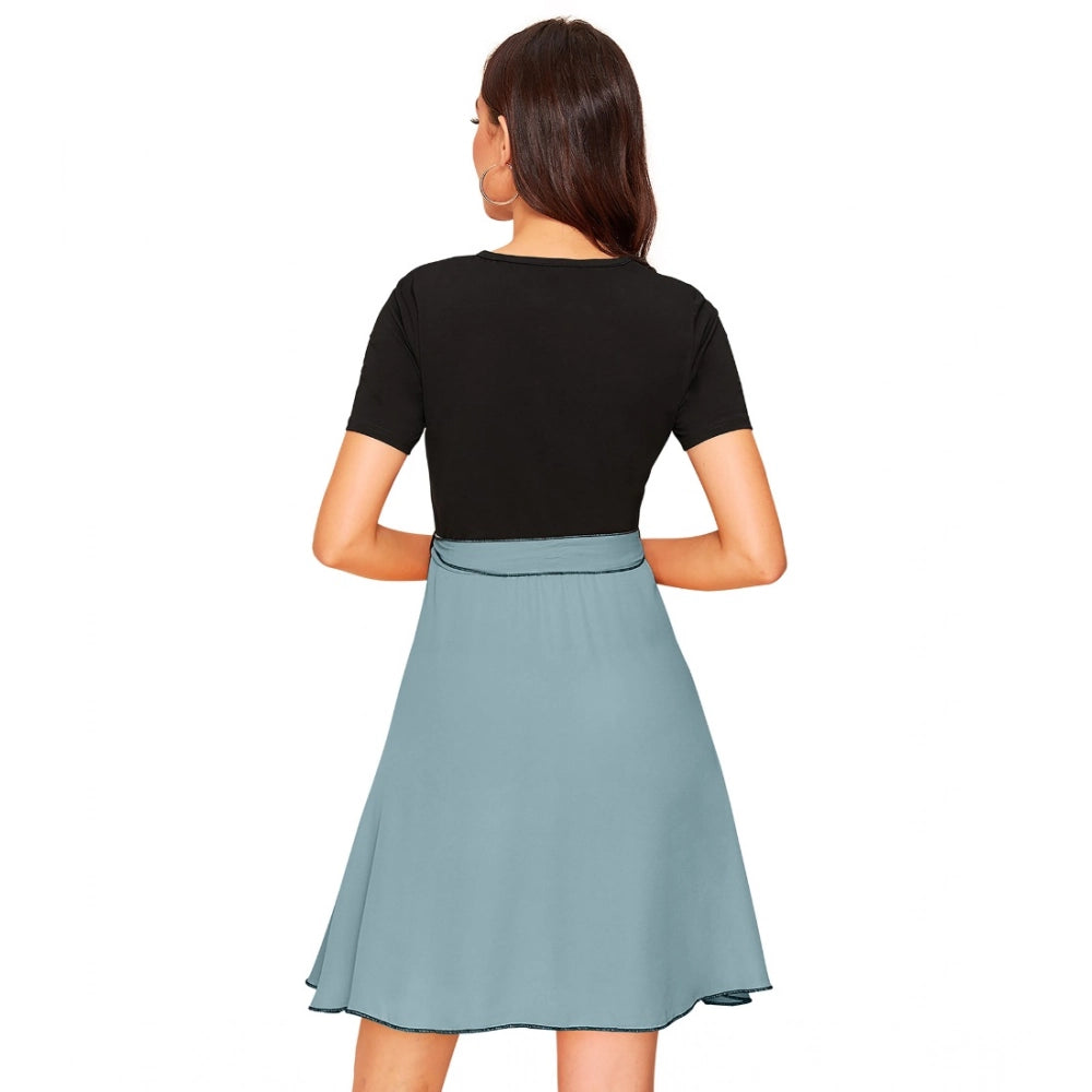 Vaystra Knitting stretchable Solid Round Neck Cap Sleeve Dress – Pista