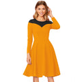 Vaystra Knitting stretchable Solid Round Neck Full Sleeve Dress – Yellow