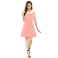Vaystra Polyester Solid Collar 3-4th Dress – Peach