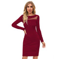 Vaystra Knitting stretchable Solid Round Neck Full Sleeve Dress – Maroon