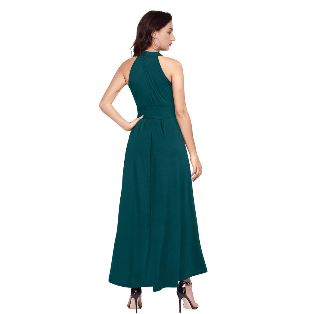 Vaystra Polyster Solid Halter Neck Sleeveless Dress – Morpichh