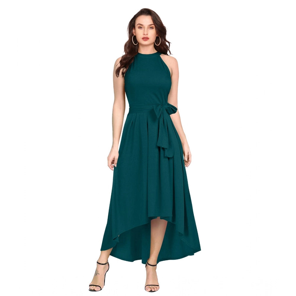 Vaystra Polyster Solid Halter Neck Sleeveless Dress – Morpichh
