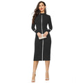 Vaystra Knitting stretchable Solid Round Neck Full Sleeve Dress – Black