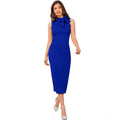 Vaystra Knitting stretchable Solid Round Neck Sleeveless Dress – Royal Blue