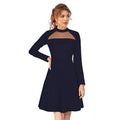 Vaystra Knitting stretchable Solid Round Neck Full Sleeve Dress – Blue