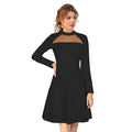 Vaystra Knitting stretchable Solid Round Neck Full Sleeve Dress – Black