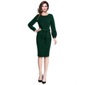 Vaystra Knitting stretchable Solid Round Neck Full Sleeve Dress – Green