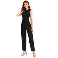 Vaystra Knitting stretchable Solid Round Neck Sleeveless Jumpsuit – Black
