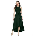Vaystra Polyster Solid Halter Neck Sleeveless Dress – Green