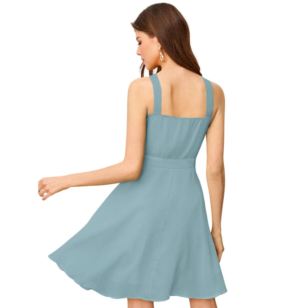 Vaystra Knitting stretchable Solid Halter Neck Sleeveless Dress – Pista