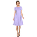 Vaystra Knitting stretchable Solid Round Neck Cap Sleeve Dress – Purple