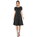 Vaystra Knitting stretchable Solid Round Neck Cap Sleeve Dress – Black