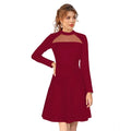 Vaystra Knitting stretchable Solid Round Neck Full Sleeve Dress – Maroon