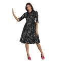 Vaystra Ruby Cotton Printed Shirt Collar 3-4th Sleeve Dress – Black