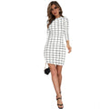 Vaystra Polyester Solid High Neck Full Sleeve Dress – White