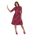 Vaystra Ruby Cotton Printed Shirt Collar 3-4th Sleeve Dress – Maroon