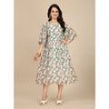 Vaystra Georgette Printed Round Neck Short Sleeve Dress – Pink