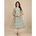 Vaystra Georgette Printed Round Neck Short Sleeve Dress – Multicolor