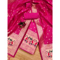 Vaystra Banarasi Silk Printed Unstitched Salwar Suit Material With Dupatta – Pink