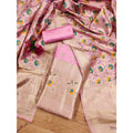 Vaystra Banarasi Silk Printed Unstitched Salwar Suit Material With Dupatta – Pink