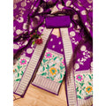 Vaystra Banarasi Silk Printed Unstitched Salwar Suit Material With Dupatta – Purple