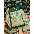 Vaystra Banarasi Silk Printed Unstitched Salwar Suit Material With Dupatta – Green