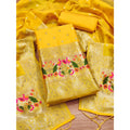 Vaystra Banarasi Silk Printed Unstitched Salwar Suit Material With Dupatta – Yellow