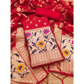 Vaystra Banarasi Silk Printed Unstitched Salwar Suit Material With Dupatta – Red