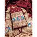 Vaystra Banarasi Silk Printed Unstitched Salwar Suit Material With Dupatta – Maroon