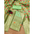 Vaystra Banarasi Silk Printed Unstitched Salwar Suit Material With Dupatta – Pista
