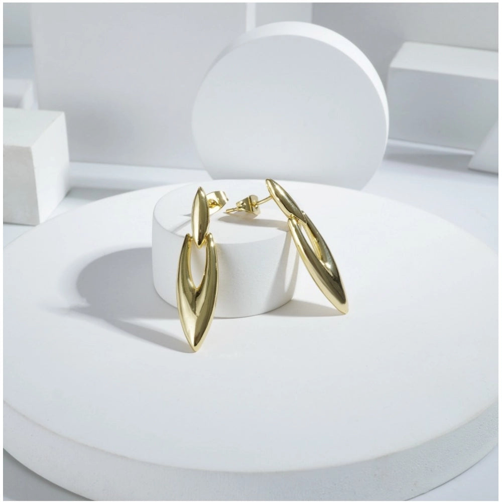 Vaystra Handcrafted brassNew Gold Tone Polish Mini Office Earrings - Gold Plated Edition