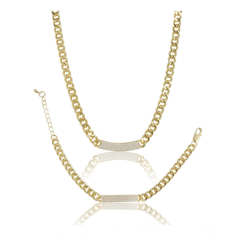 Vaystra Gold Plated Stainless Steel Gold Polish Polish Hand Bracelet And Necklace in Gold Plated