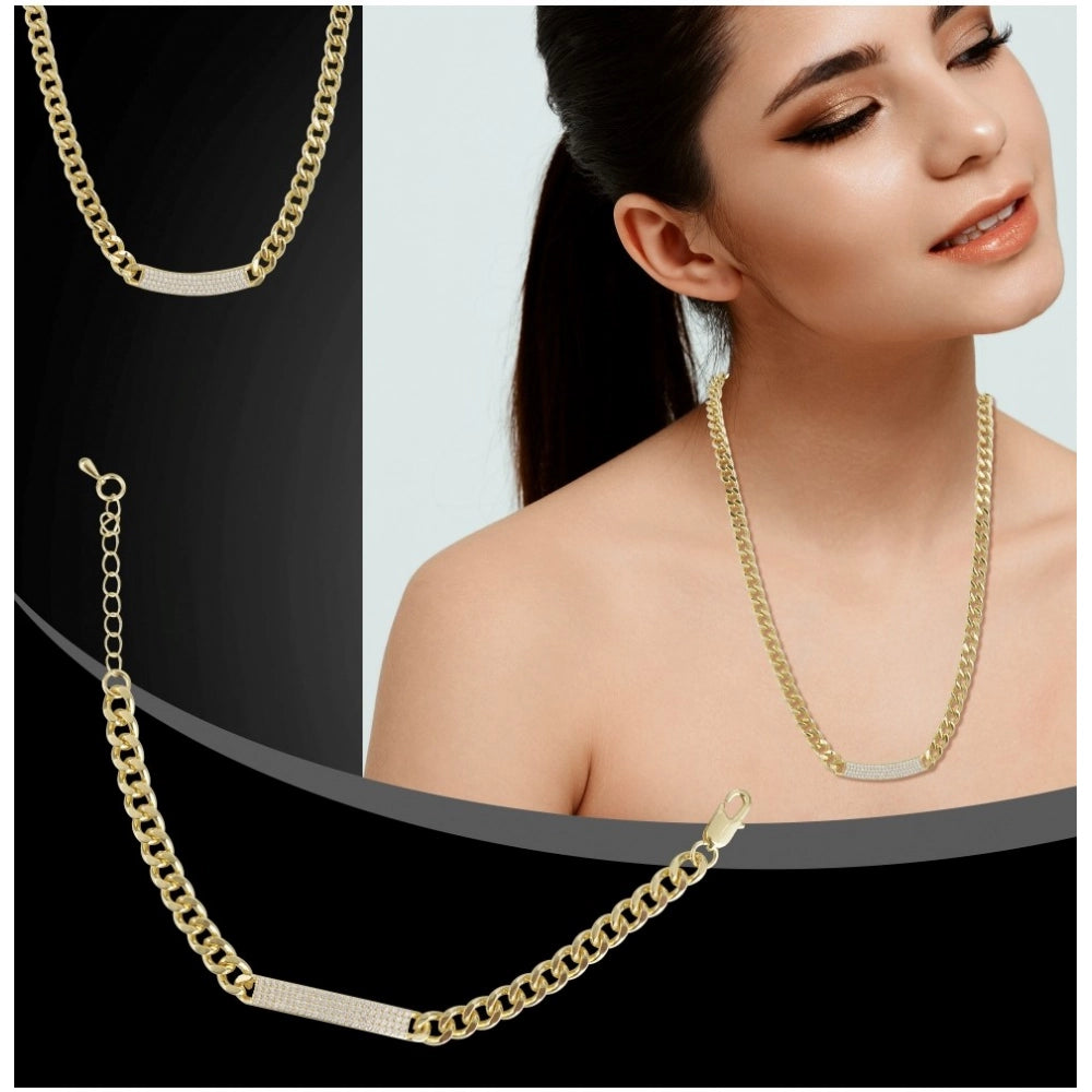 Vaystra Gold Plated Stainless Steel Gold Polish Polish Hand Bracelet And Necklace in Gold Plated