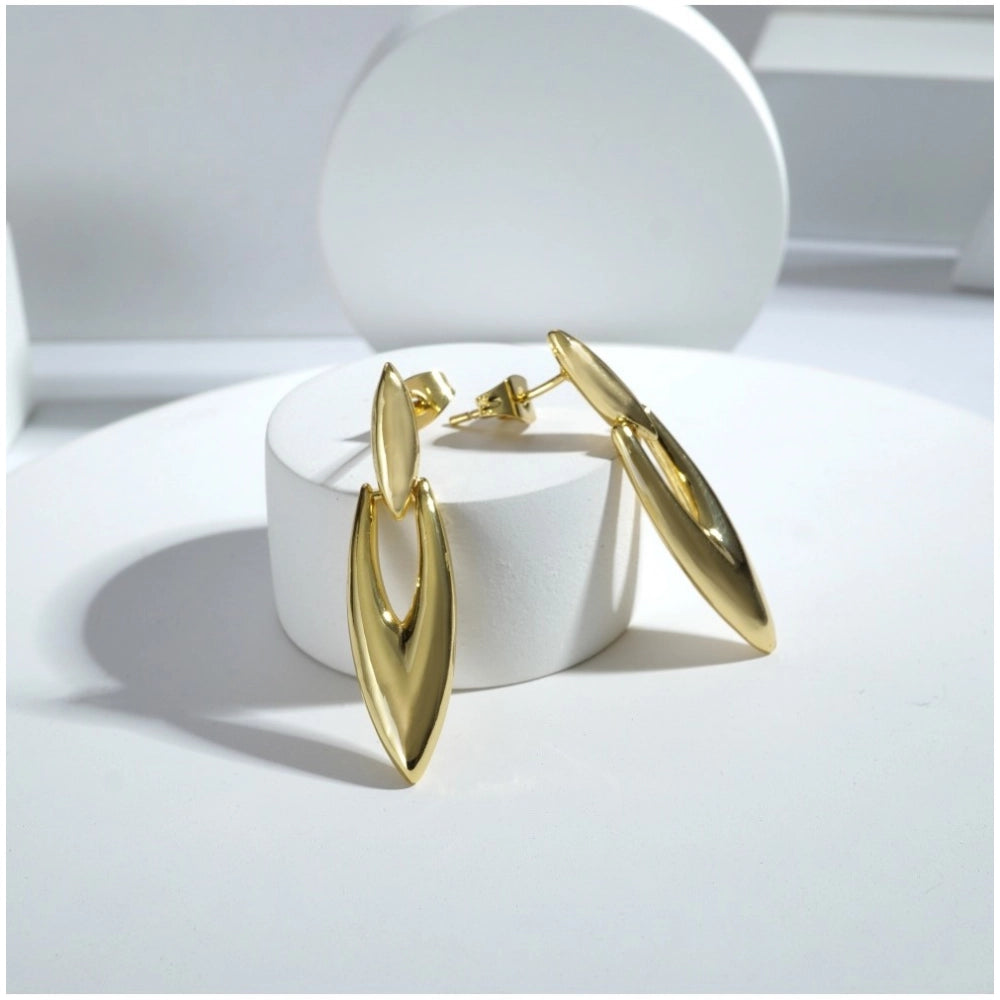 Vaystra Handcrafted brassNew Gold Tone Polish Mini Office Earrings - Gold Plated Edition