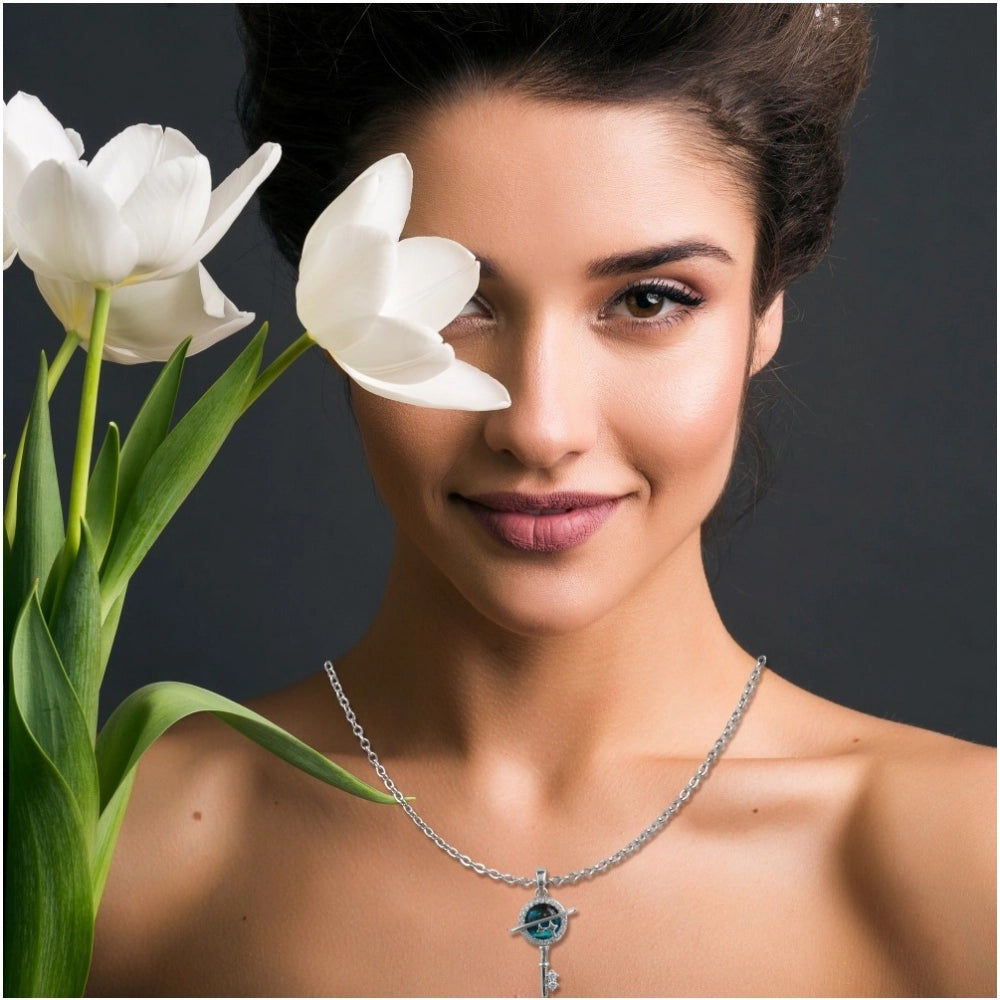 Vaystra Stainless Steel Key Design Delicate Chain - Silver Plated