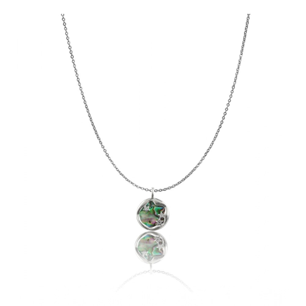 Vaystra Handcrafted Stainless Steel Galaxy Pendent Delicate Chain - Silver Plated Edition