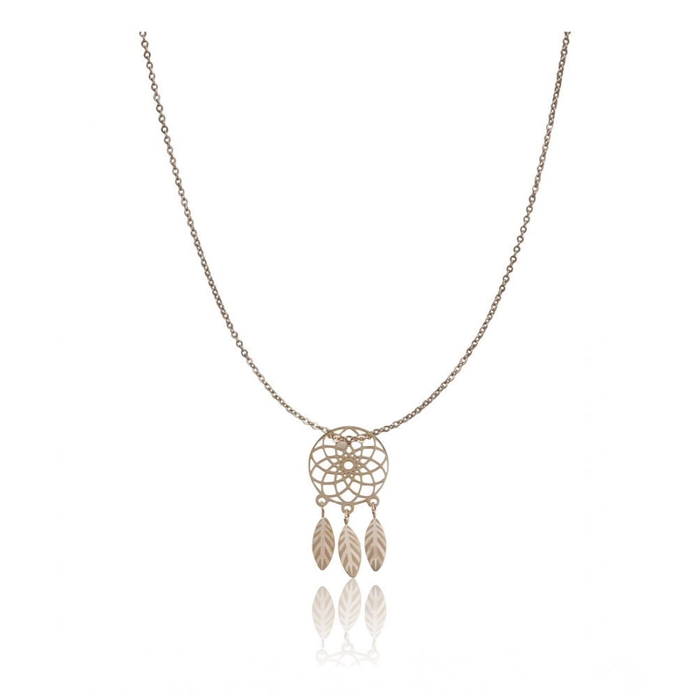 Vaystra Handcrafted Stainless Steel Dream Catcher Pendent Delicate Chain - Gold Plated Edition