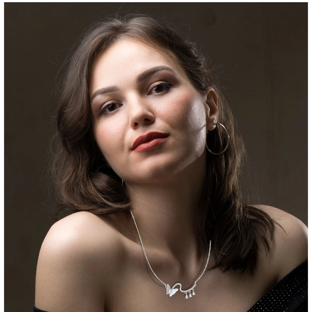 Vaystra Handcrafted Stainless Steel Imported Stanless Steel Pendent Chain - Silver Plated Edition