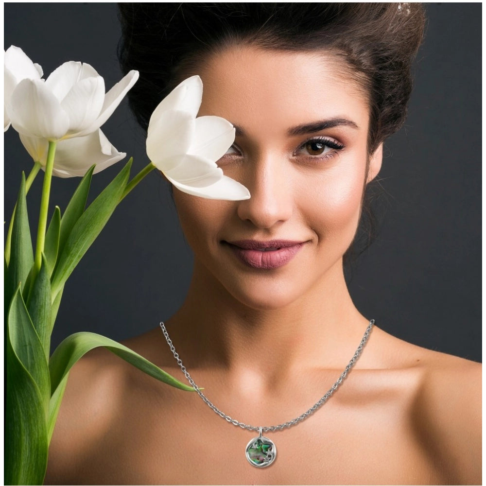 Vaystra Handcrafted Stainless Steel Galaxy Pendent Delicate Chain - Silver Plated Edition