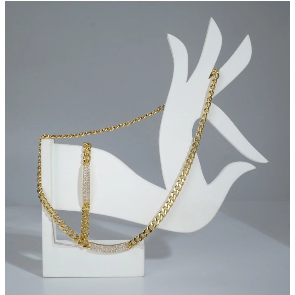 Vaystra Gold Plated Stainless Steel Gold Polish Polish Hand Bracelet And Necklace in Gold Plated