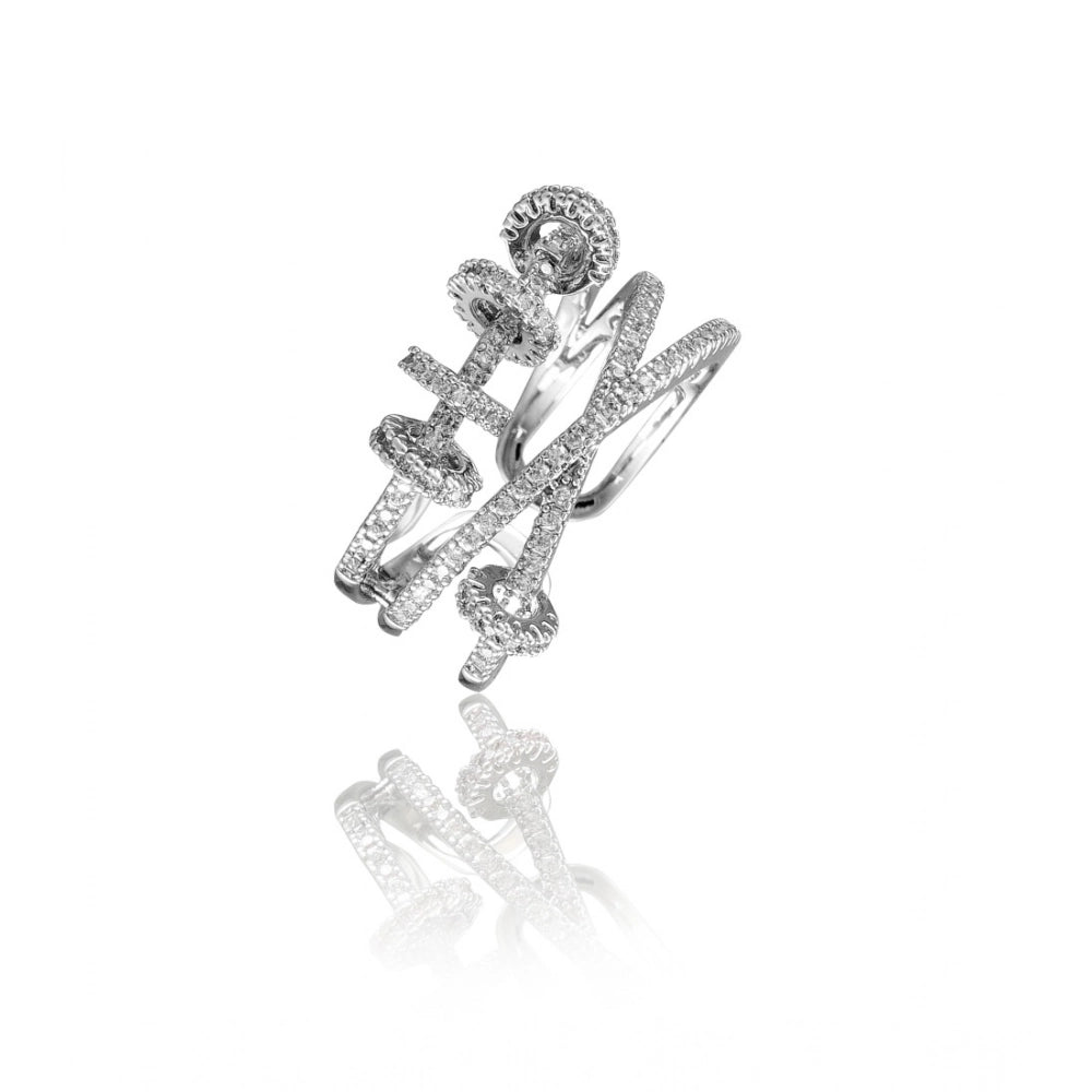 Vaystra Stainless Steel Silver High-quality Freesize Ring - Silver Plated