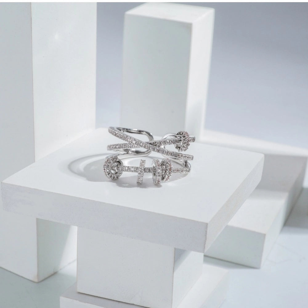 Vaystra Stainless Steel Silver High-quality Freesize Ring - Silver Plated