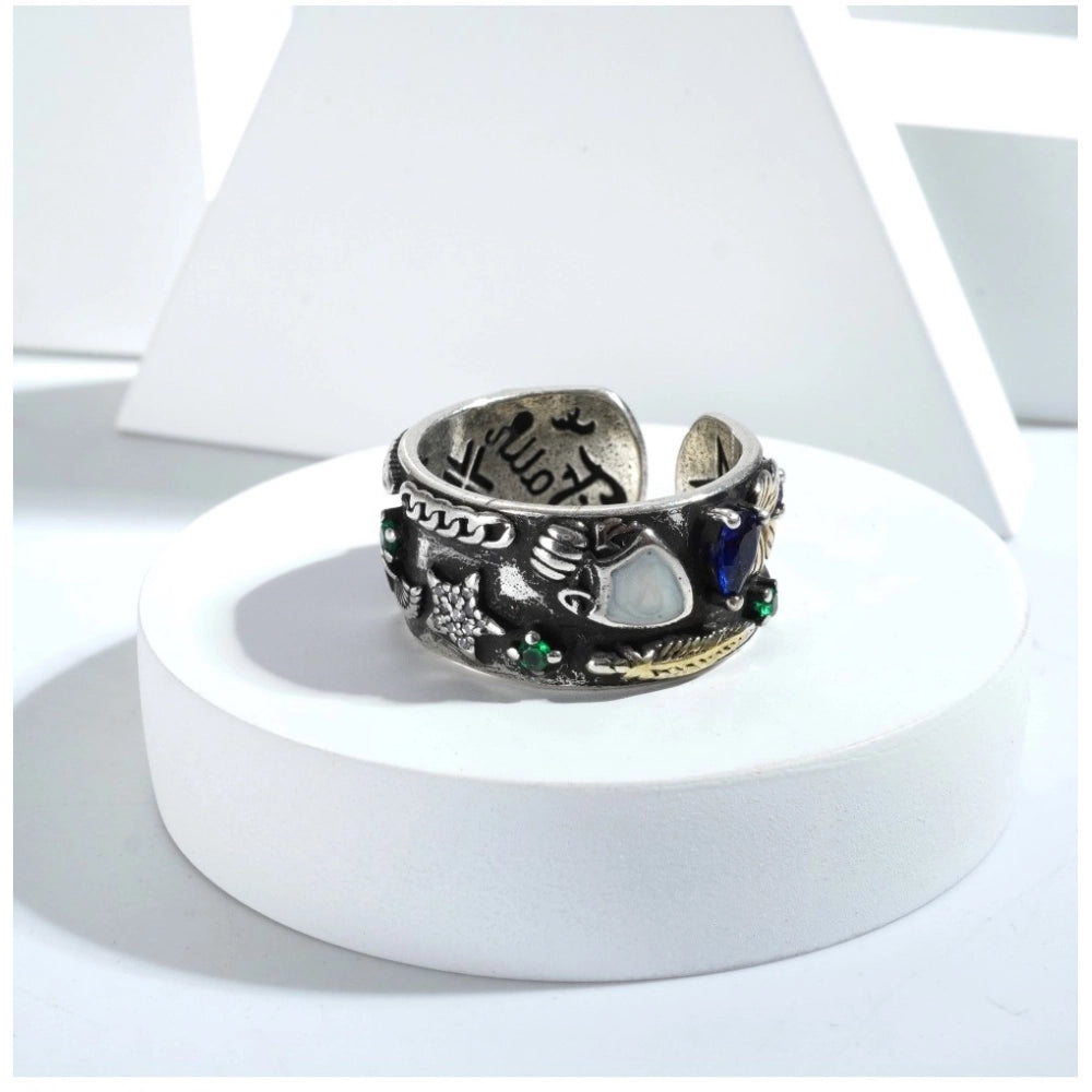 Vaystra Handcrafted Stainless Steel Imported High-Quality Office Wear Freesize Ring - Silver Plated Edition