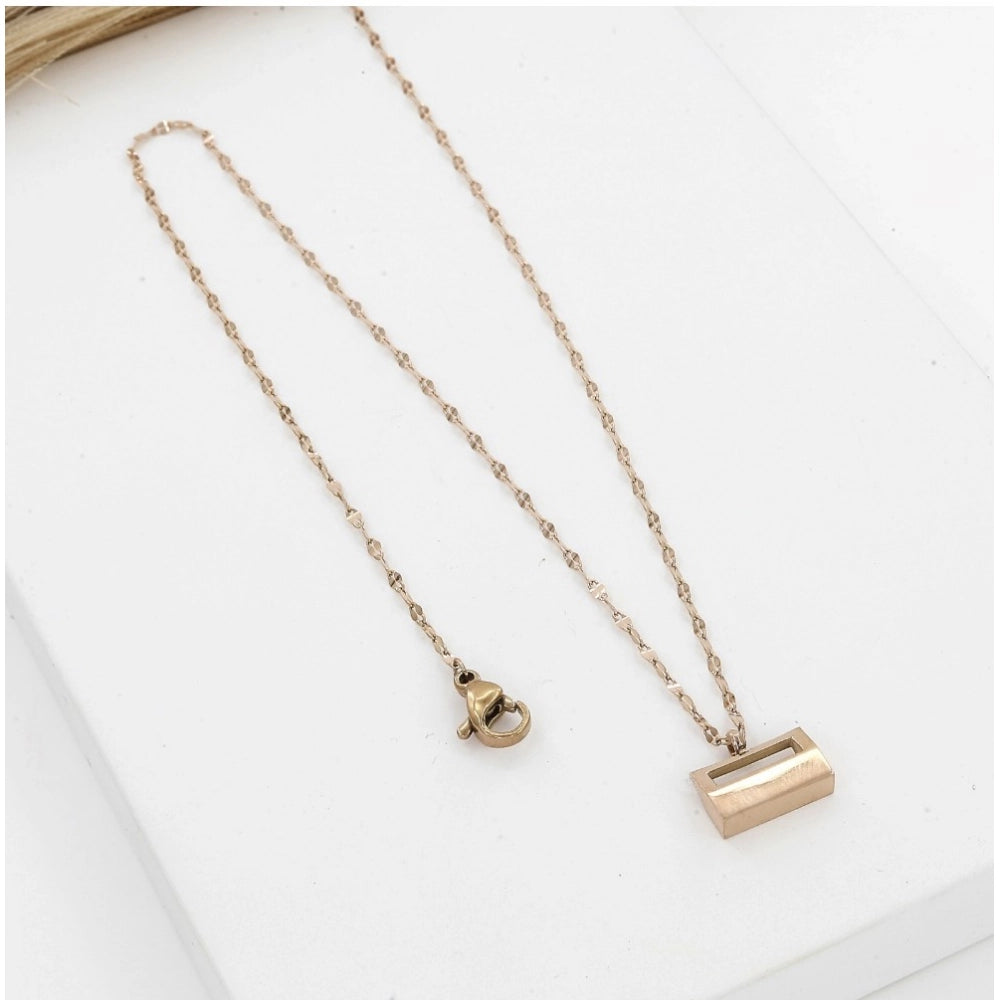 Vaystra Handcrafted Stainless Steel Mini Suitcase Pendent Delicate Chain - Gold Plated Edition