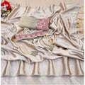 Vaystra Satin Solid Saree With Unstitched Blouse – Beige