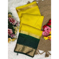 Vaystra Khadi Cotton Solid Saree With Unstitched Blouse 5.5Mtr – Yellow